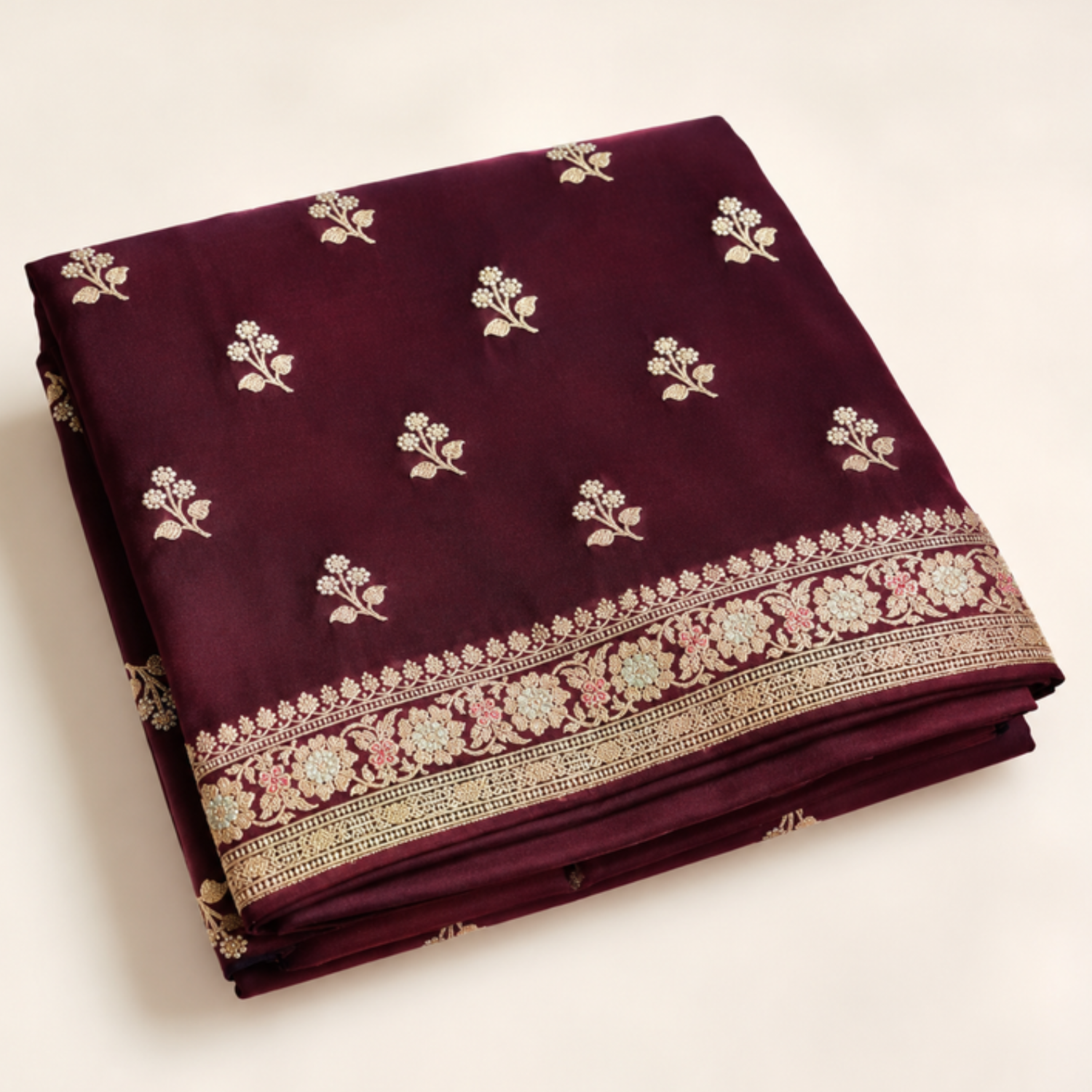 Pure Wine Booti Banarsi Saree
