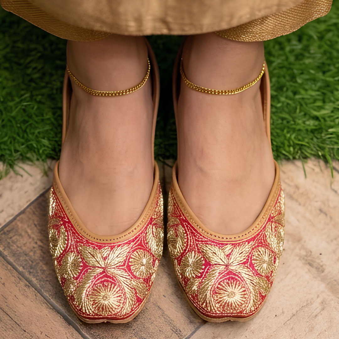 Handcrafted Leather Juttis with Embroidery