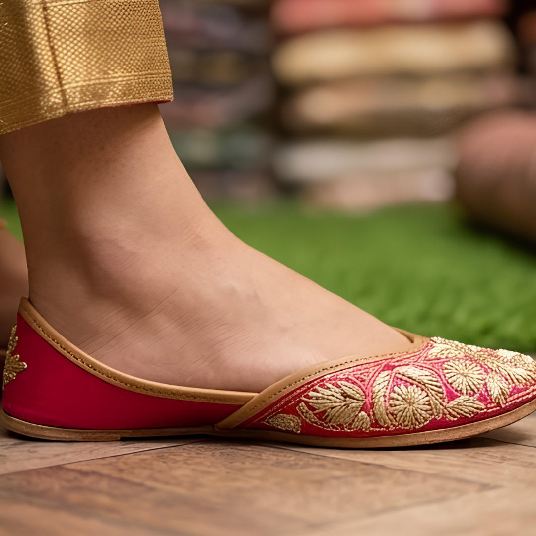 Handcrafted Leather Juttis with Embroidery