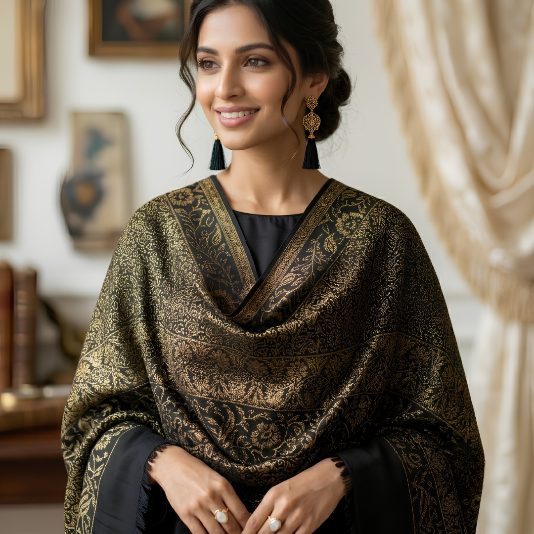 Black Jamavar Stole