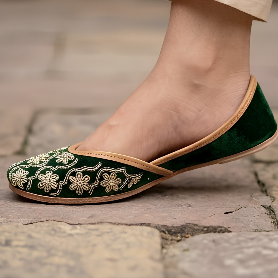 Handcrafted Leather Juttis with Embroidery