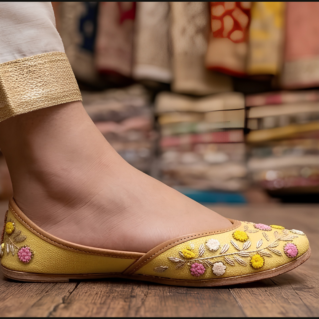 Handcrafted Leather Juttis with Embroidery