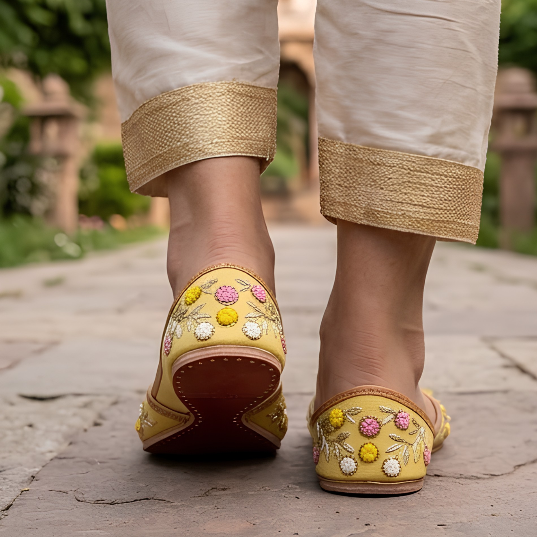 Handcrafted Leather Juttis with Embroidery