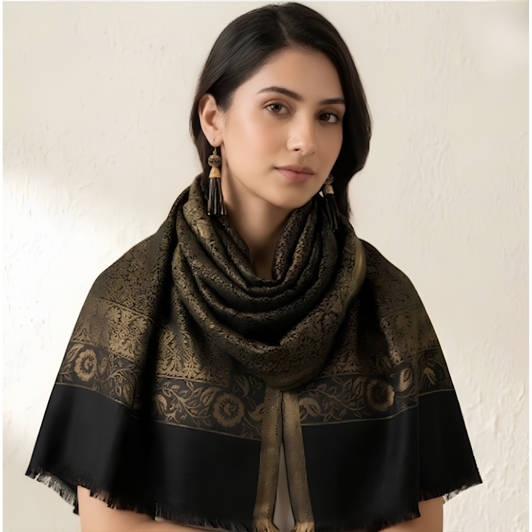 Black Jamavar Stole