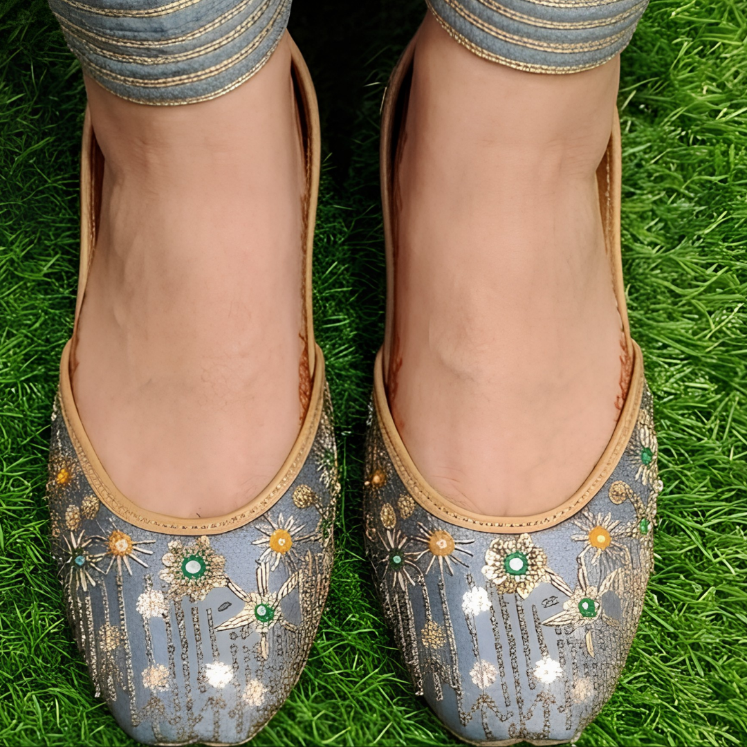 Handcrafted Leather Juttis with Embroidery