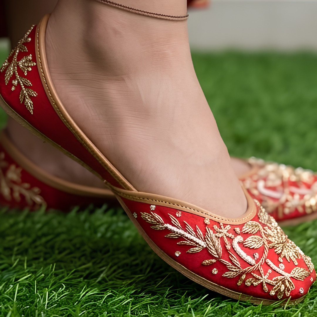 Handcrafted Leather Juttis with Embroidery