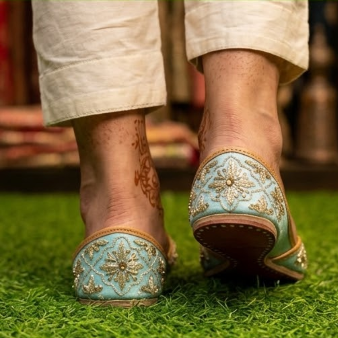 Handcrafted Leather Juttis with Embroidery
