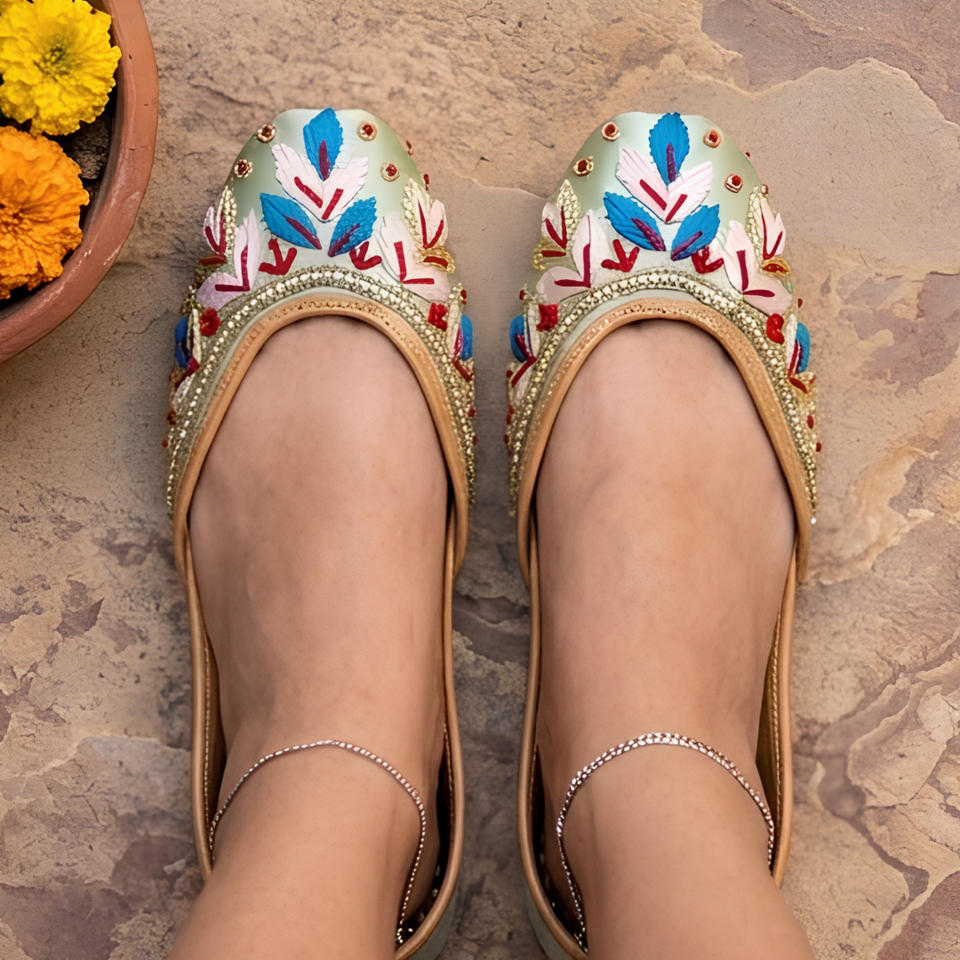 Handcrafted Leather Juttis with Embroidery