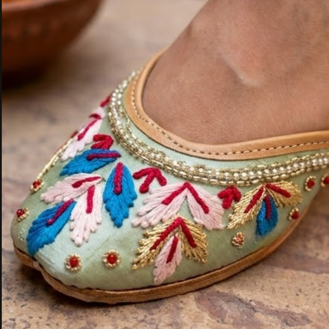 Handcrafted Leather Juttis with Embroidery