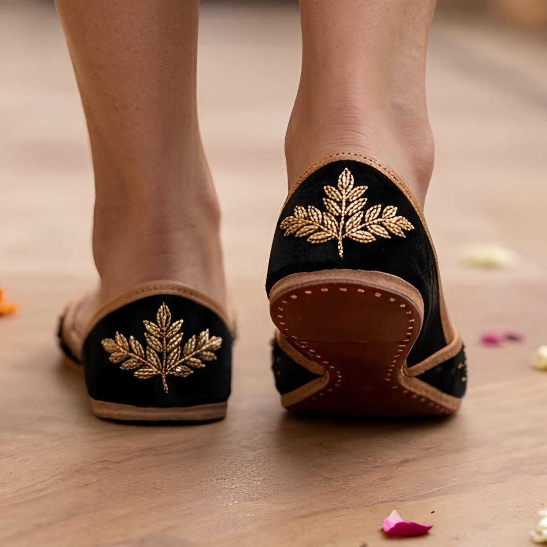 Handcrafted Leather Juttis with Embroidery