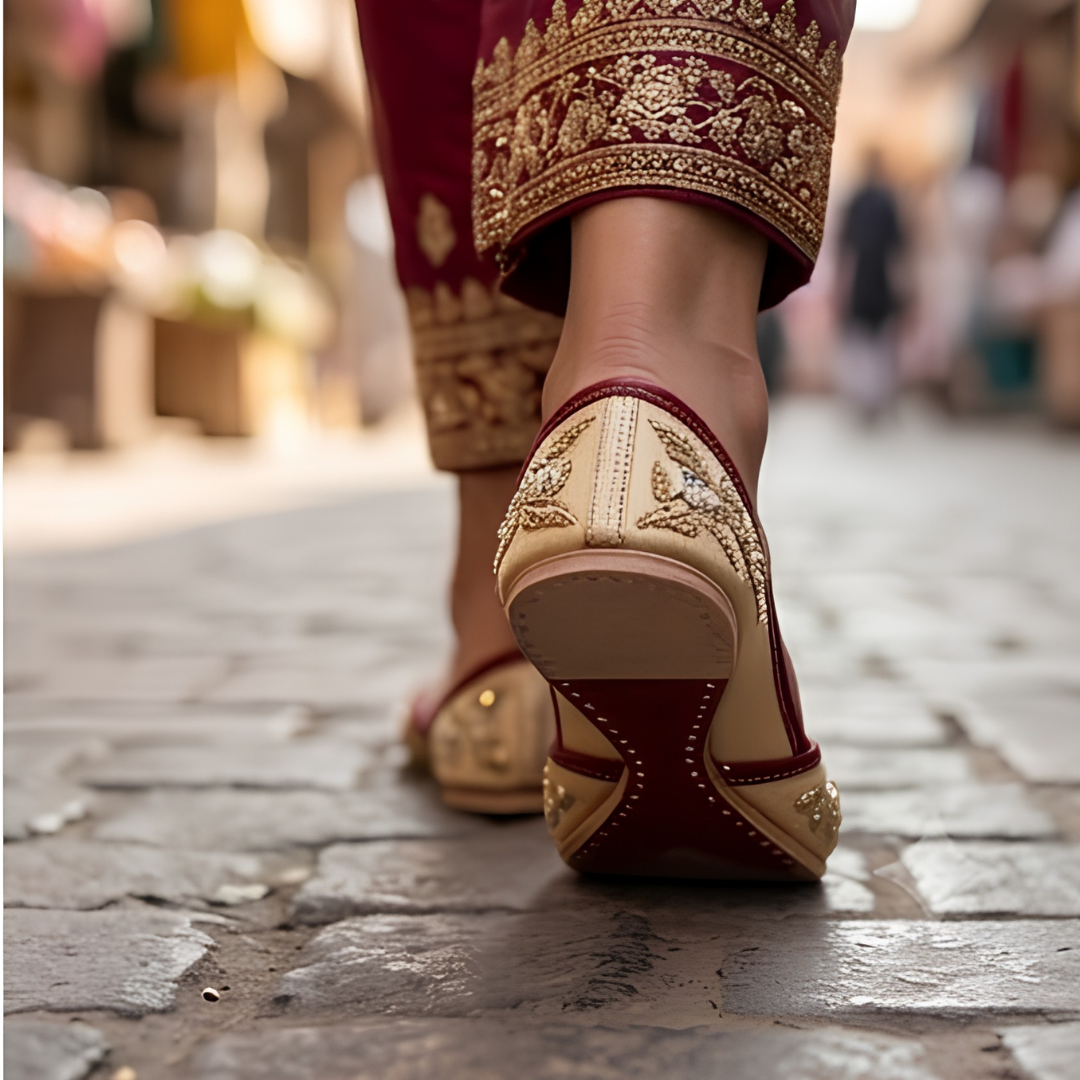 Handcrafted Leather Juttis with Embroidery