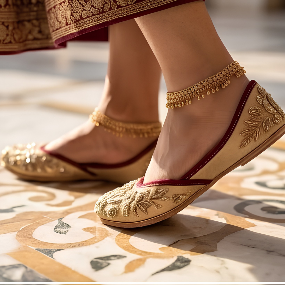 Handcrafted Leather Juttis with Embroidery