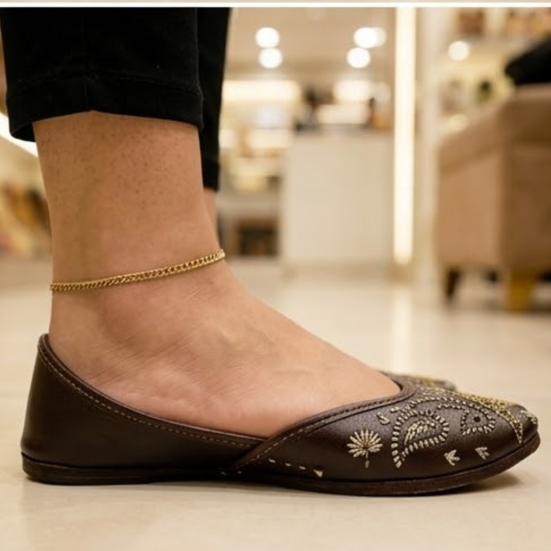 Handcrafted Leather Juttis with Embroidery