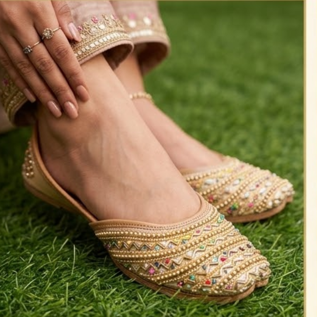 Handcrafted Leather Juttis with Embroidery