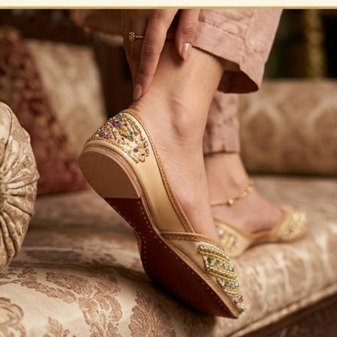 Handcrafted Leather Juttis with Embroidery