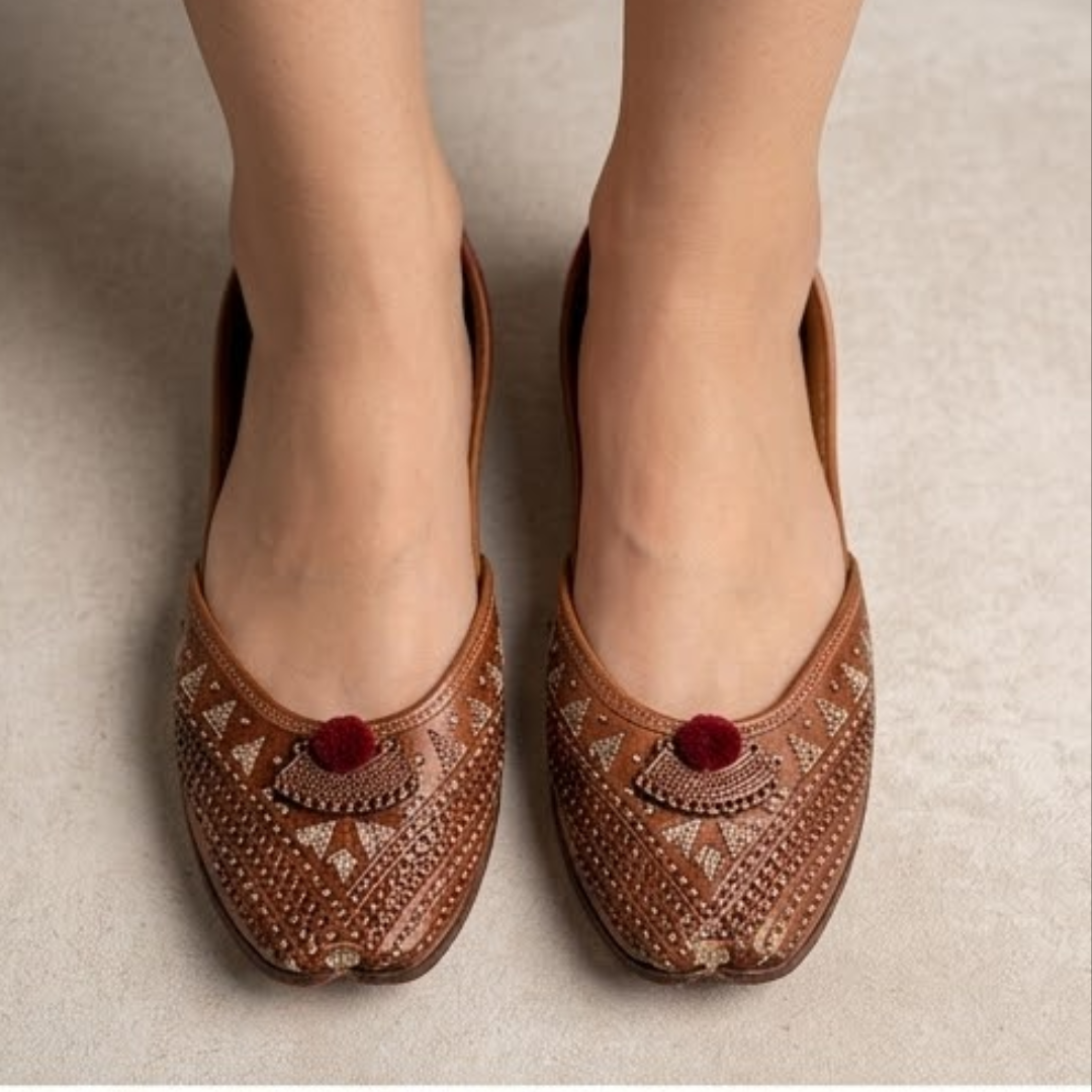 Handcrafted Leather Juttis with Embroidery