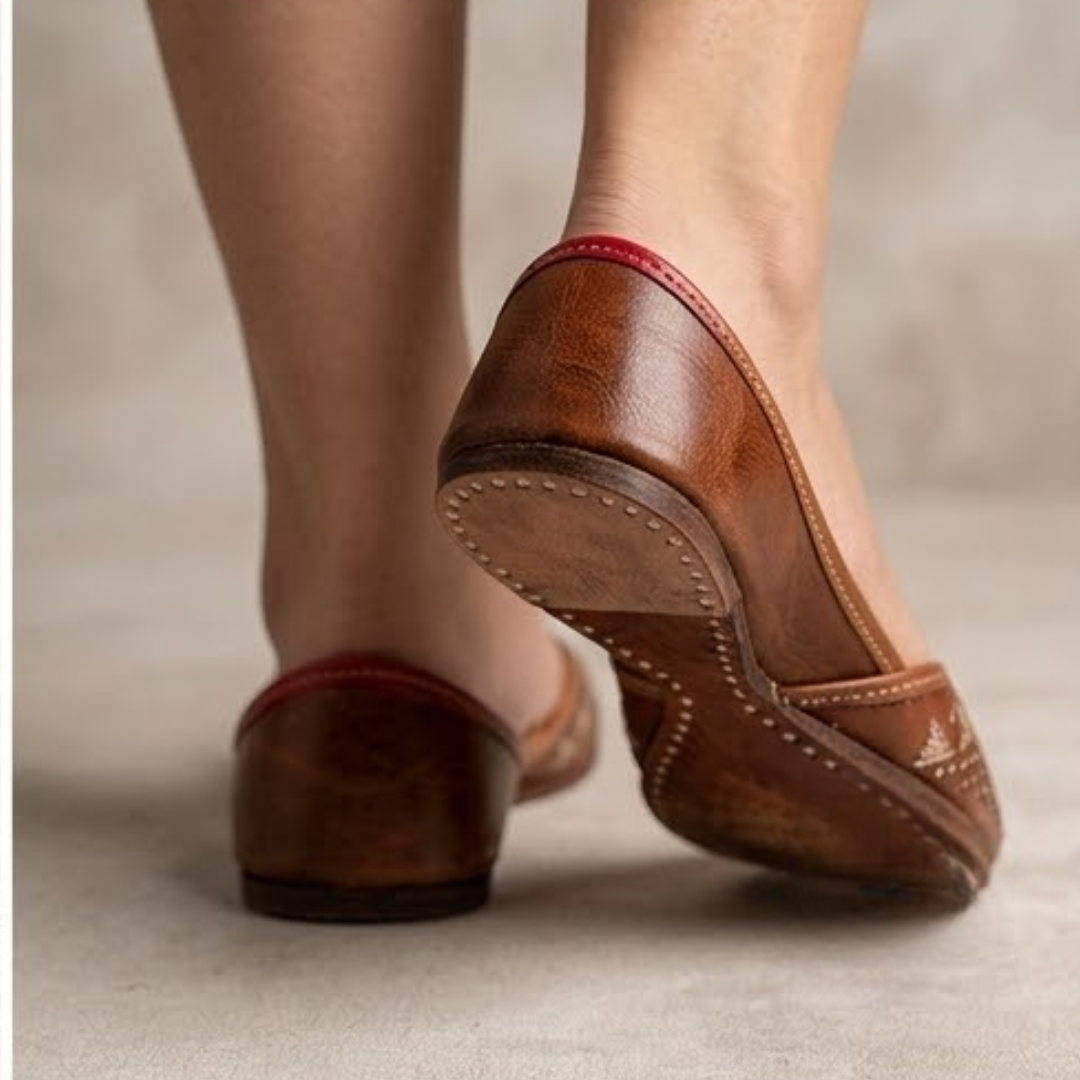 Handcrafted Leather Juttis with Embroidery