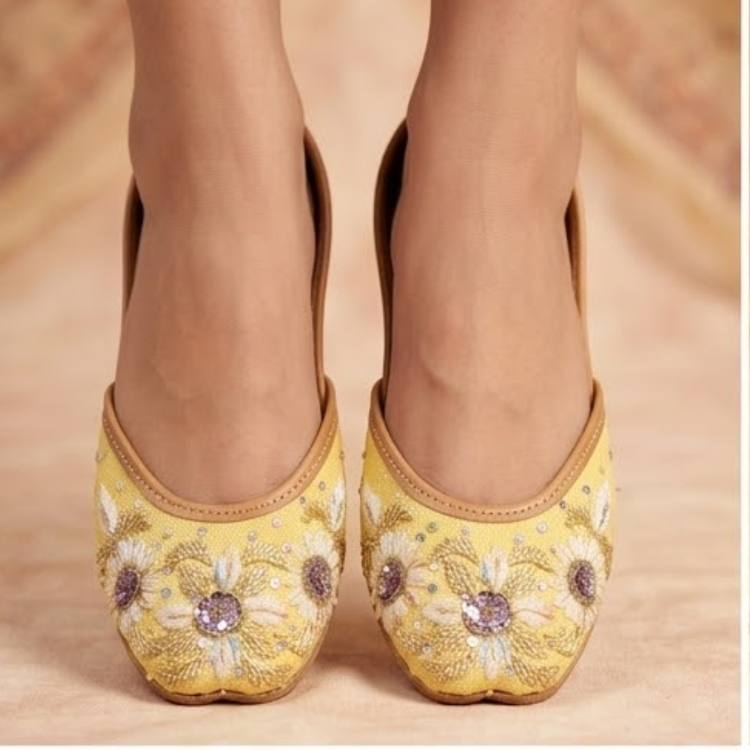 Handcrafted Leather Juttis with Embroidery