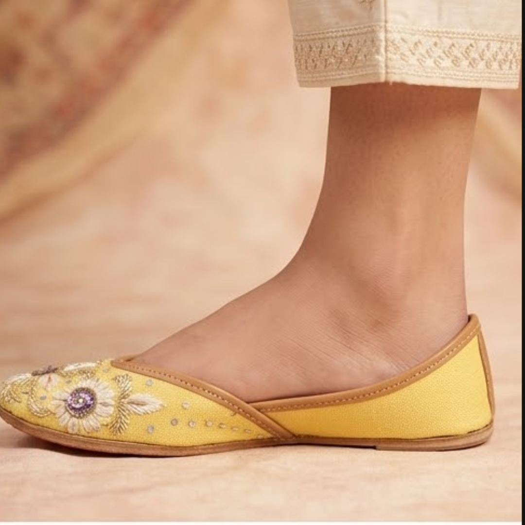 Handcrafted Leather Juttis with Embroidery