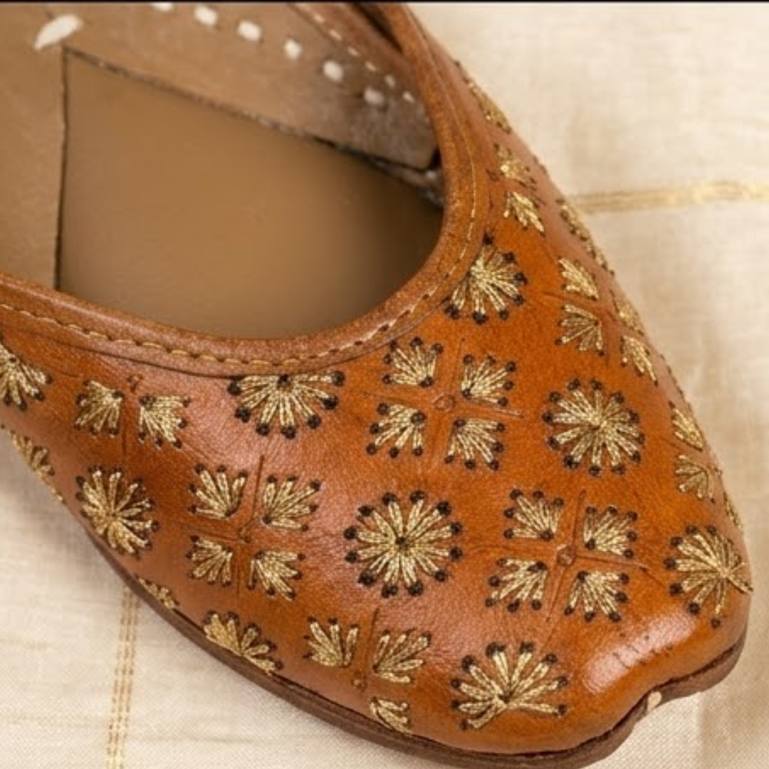 Handcrafted Leather Juttis with Embroidery