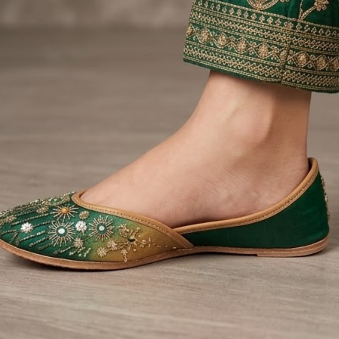 Handcrafted Leather Juttis with Embroidery