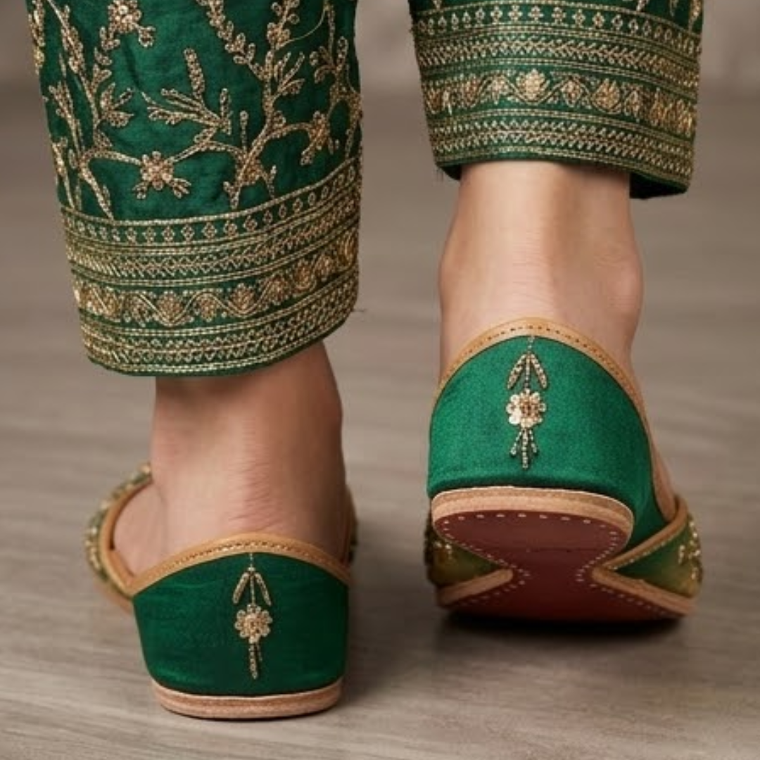 Handcrafted Leather Juttis with Embroidery
