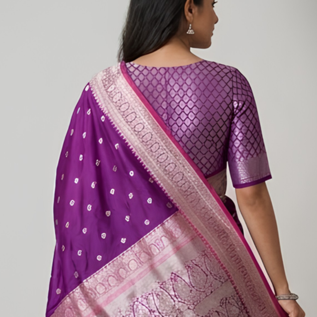 Pure Purple small Booti Banarsi Saree
