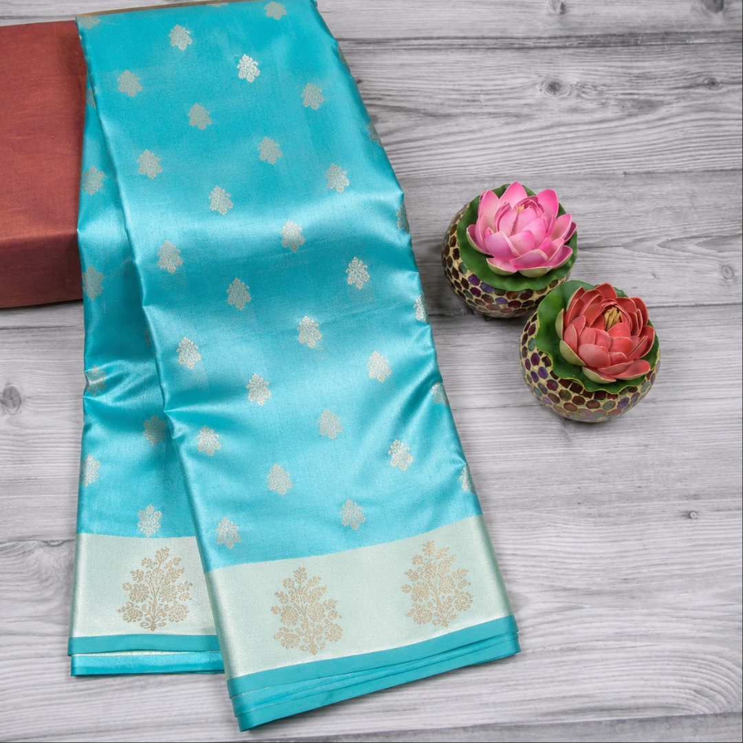 Pure Mint Jaal Banarsi Saree