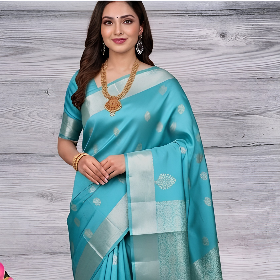 Pure Mint Jaal Banarsi Saree