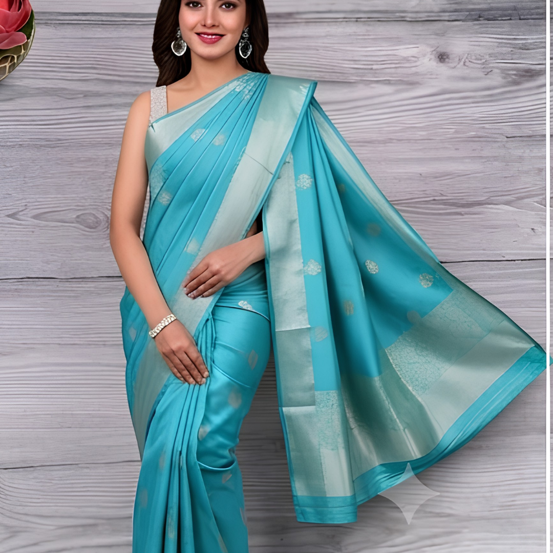 Pure Mint Jaal Banarsi Saree