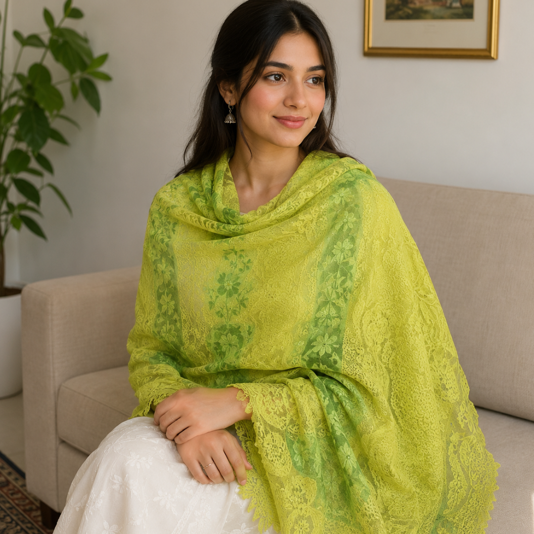 Lime Green Lace Stole