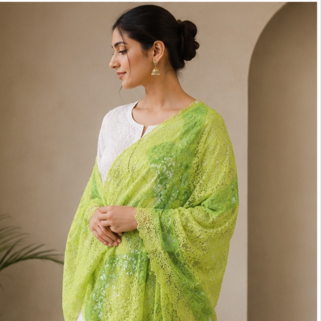 Lime Green Lace Stole