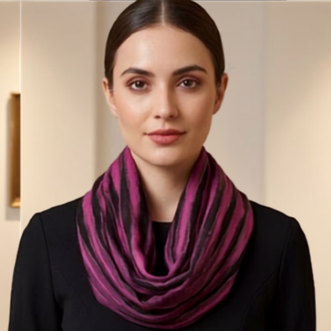 Pure hand woven Kashmiri pashmina Magenta/Black with gold zari on one side