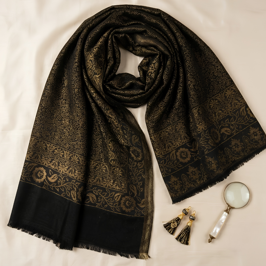 Black Jamavar Stole