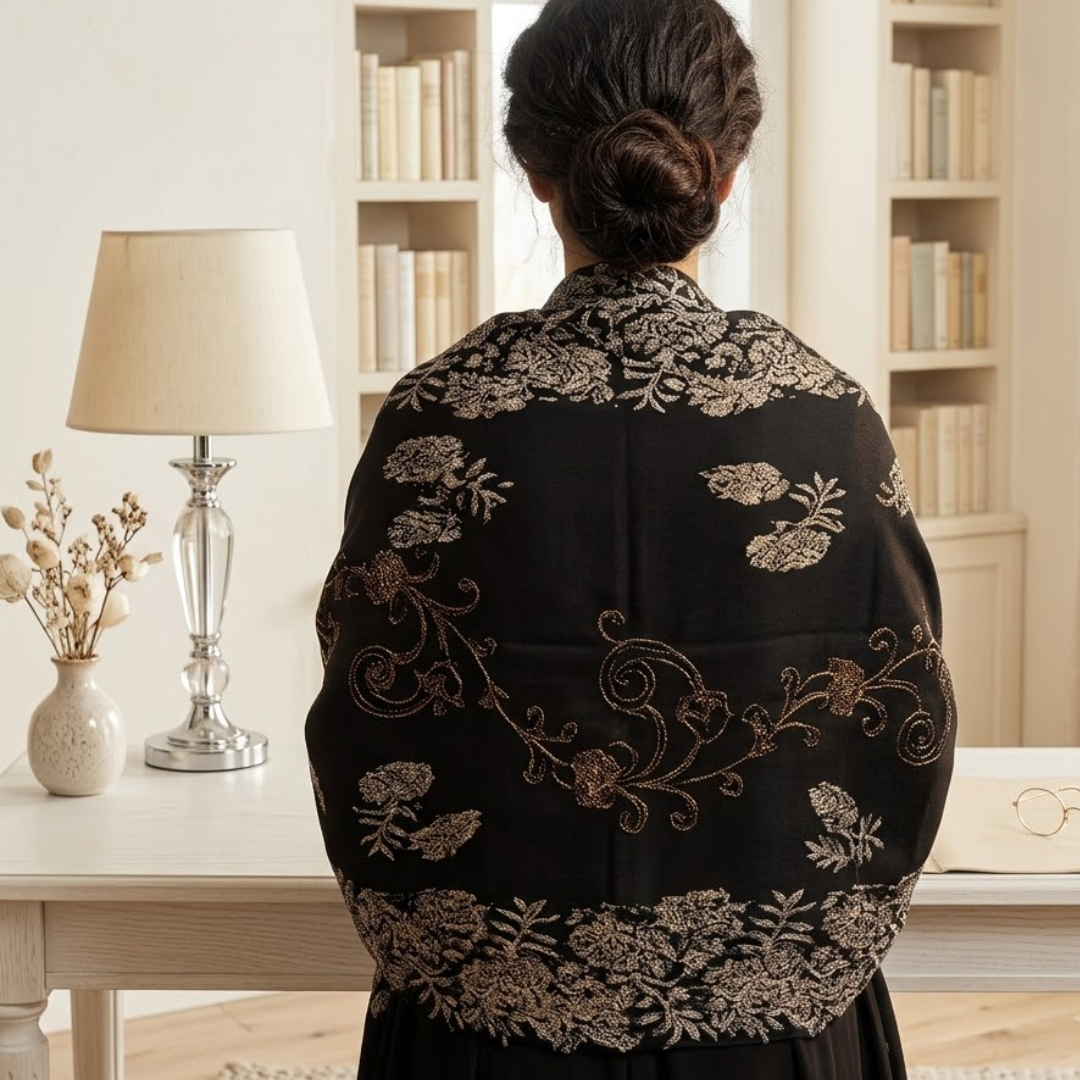 Black Lace/Gold/ Swarovsky Stole