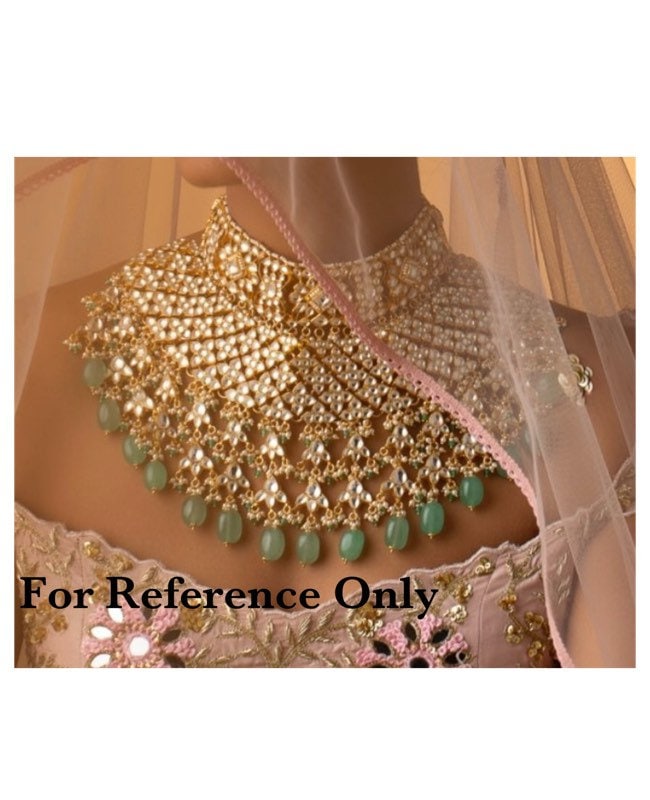 Pink and Mintgreen Kundan Bridal Necklace Set