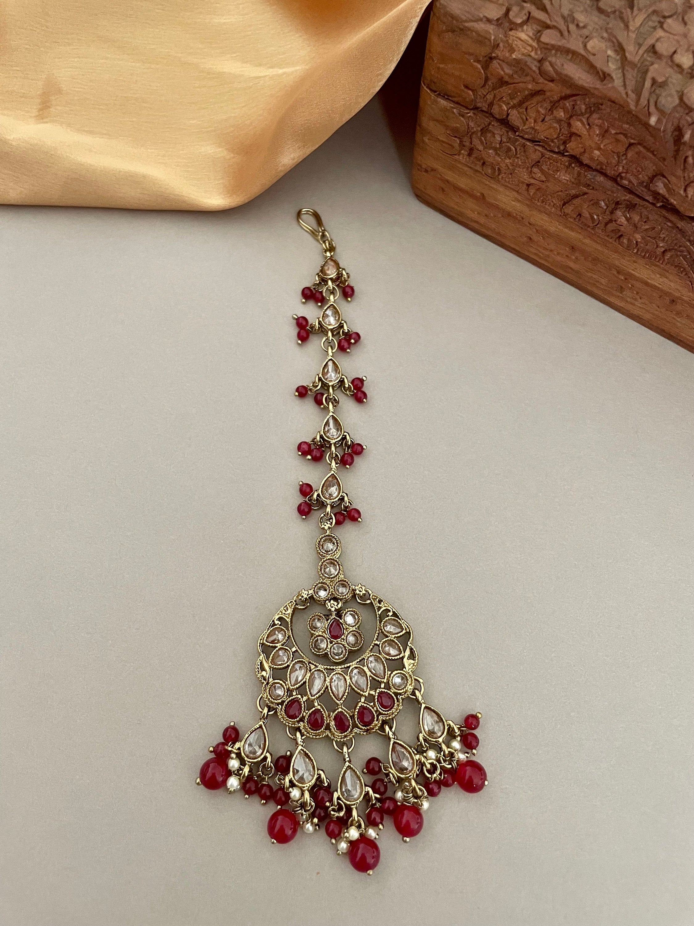 Red Polki Bridal Necklace Set