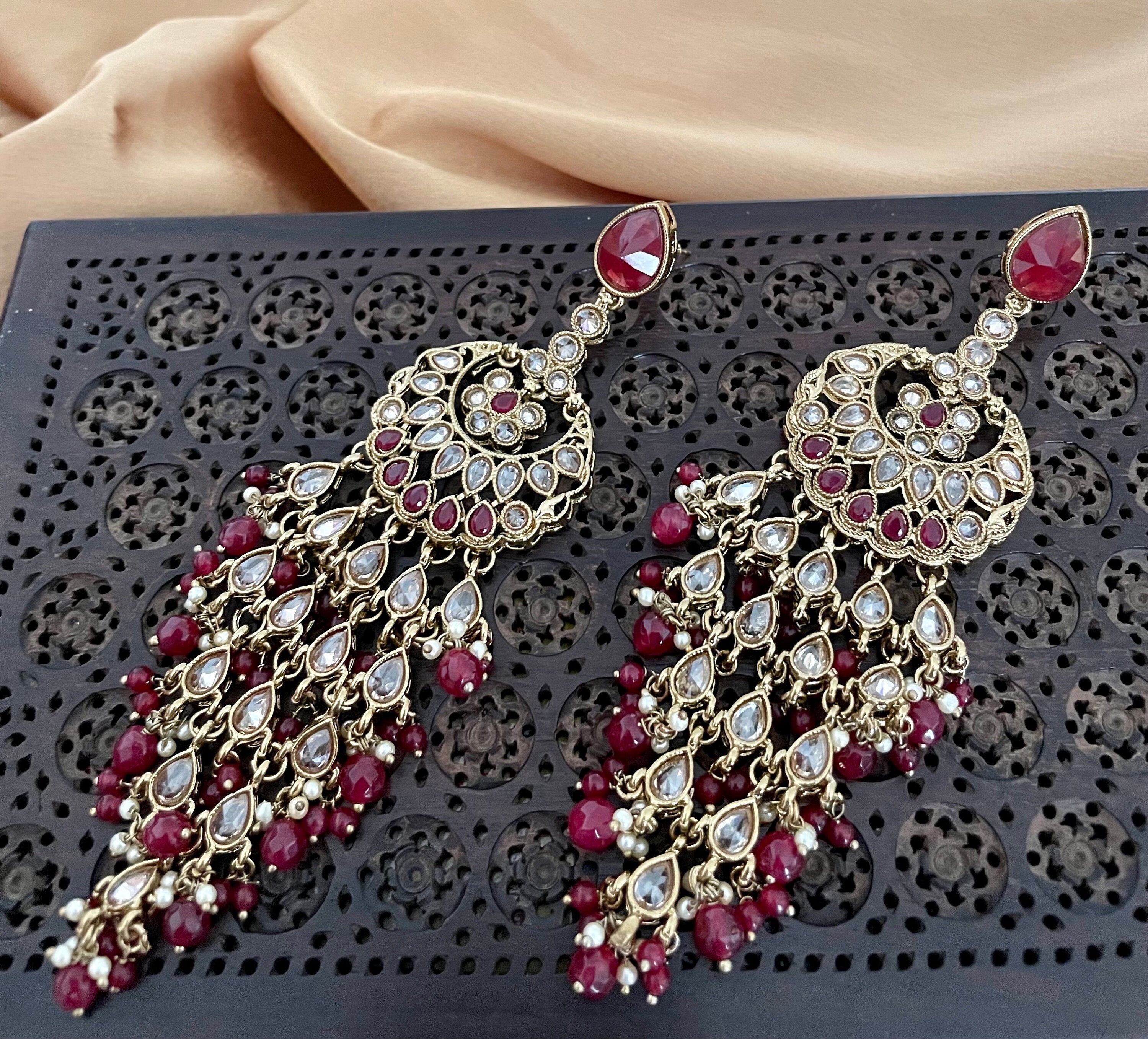 Red Polki Bridal Necklace Set