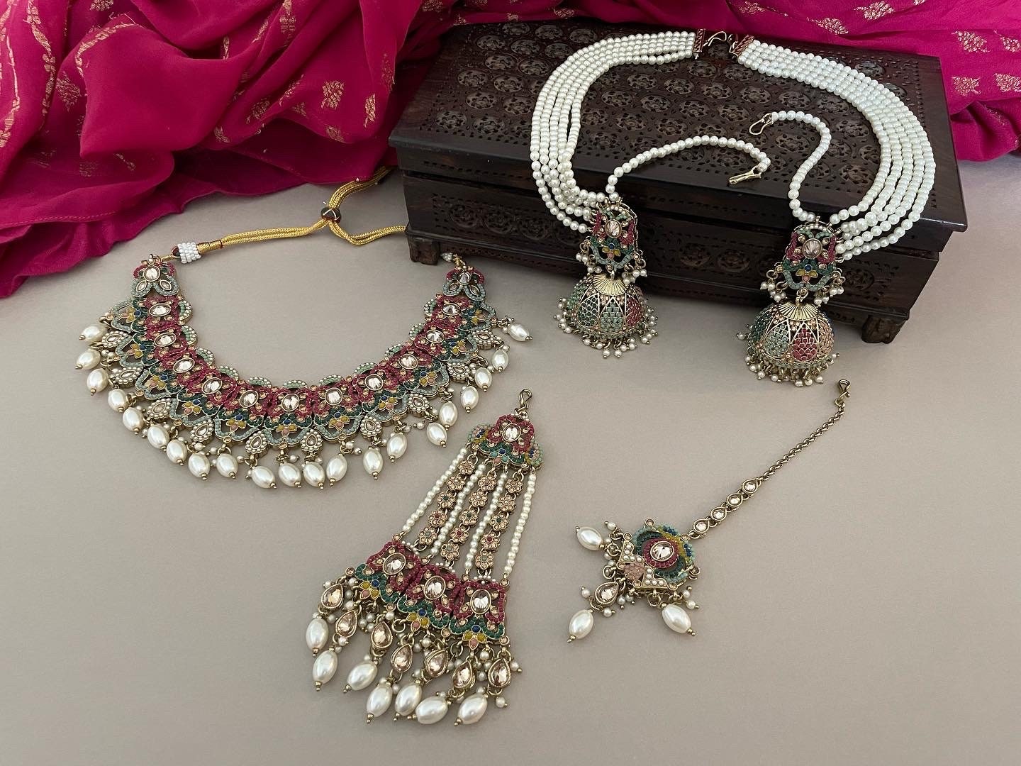 Multicolour Polki Necklace Set