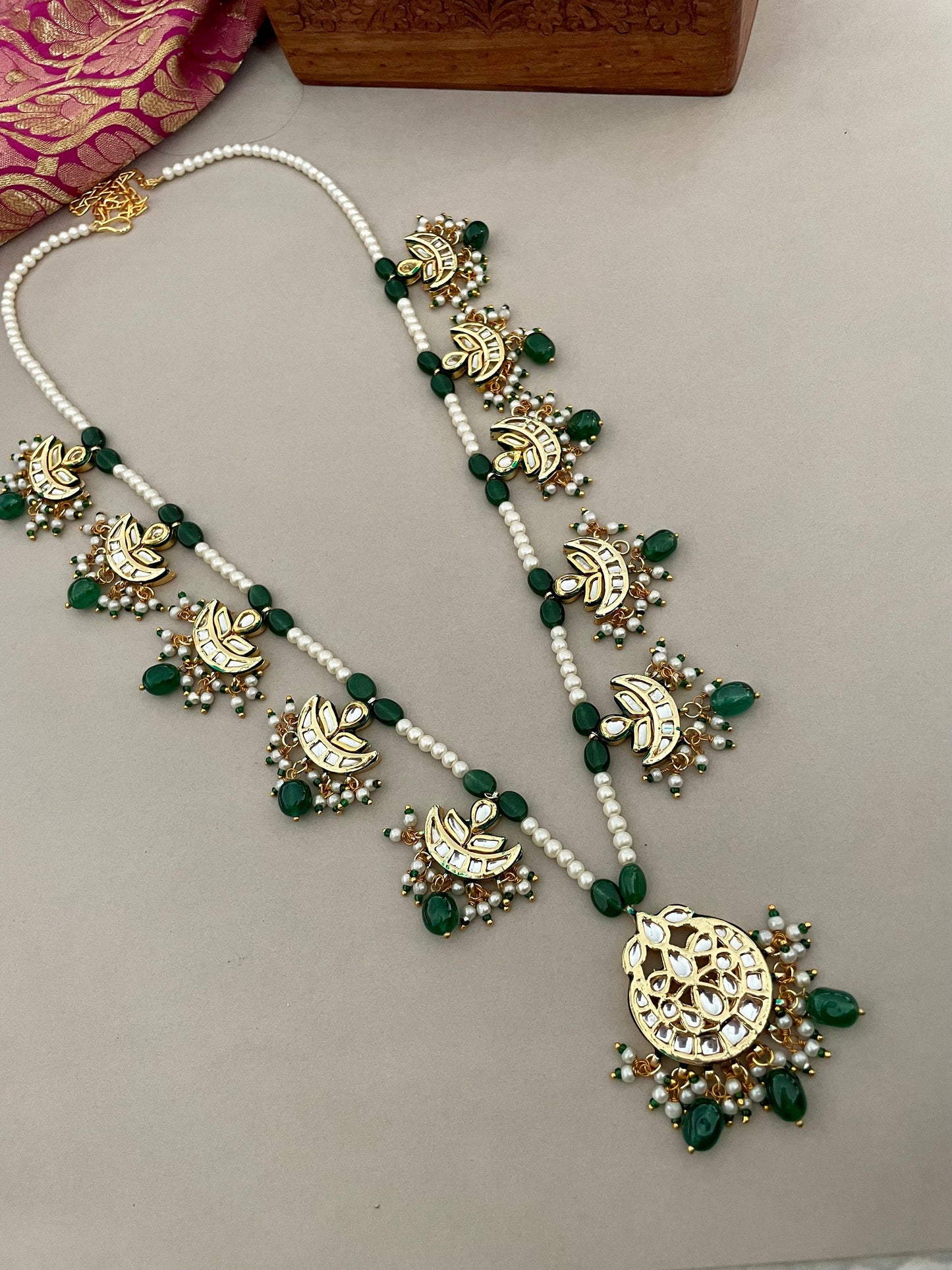 Sabyasachi Inspired/Kundan Bridal Jewelry Set/Full Bridal Set/Emerald Green Bridal Set/Indian Jewelry/Bollywood Jewelry/Wedding Set