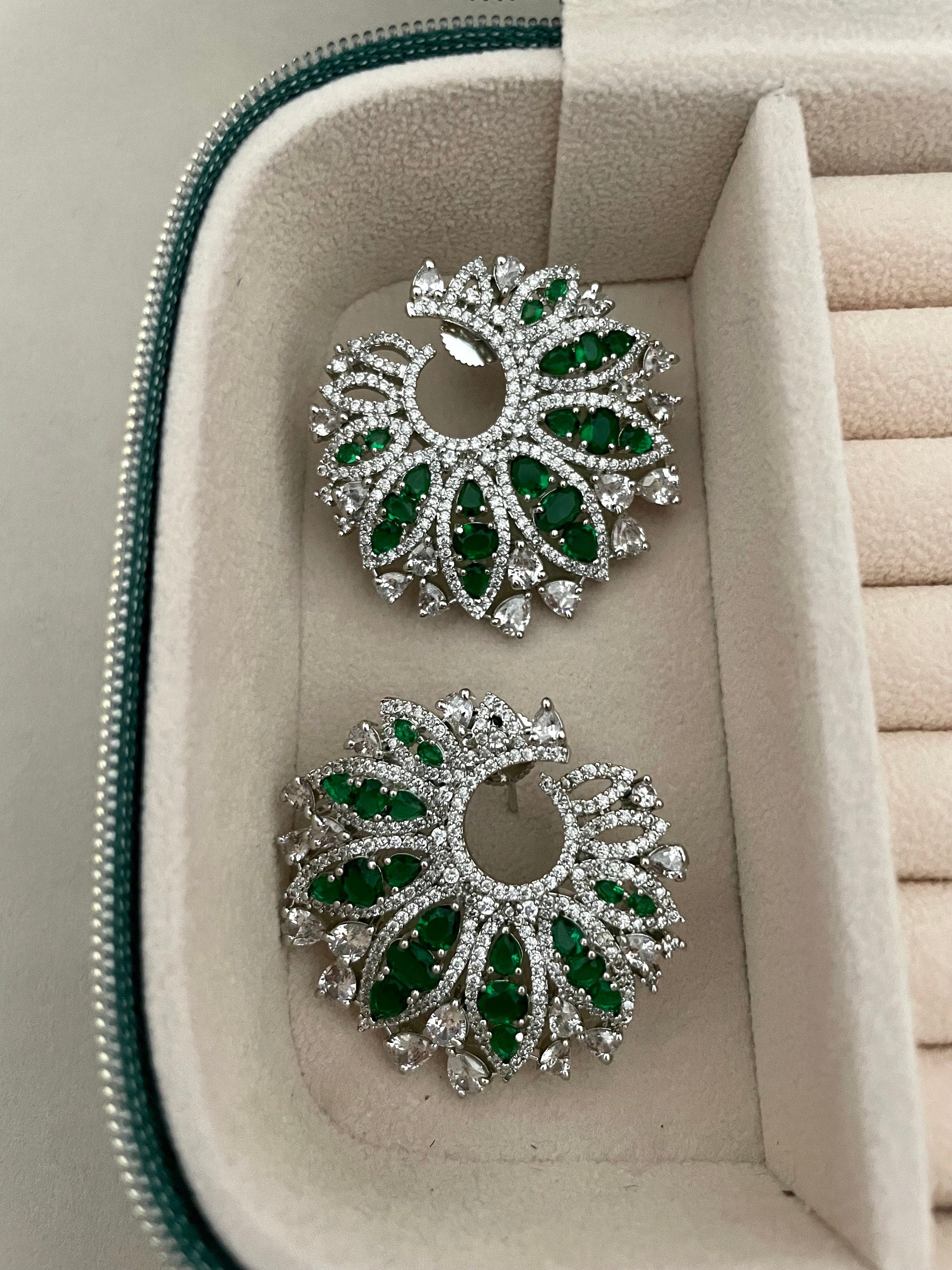 Emerald Green Faux Diamond Earrings