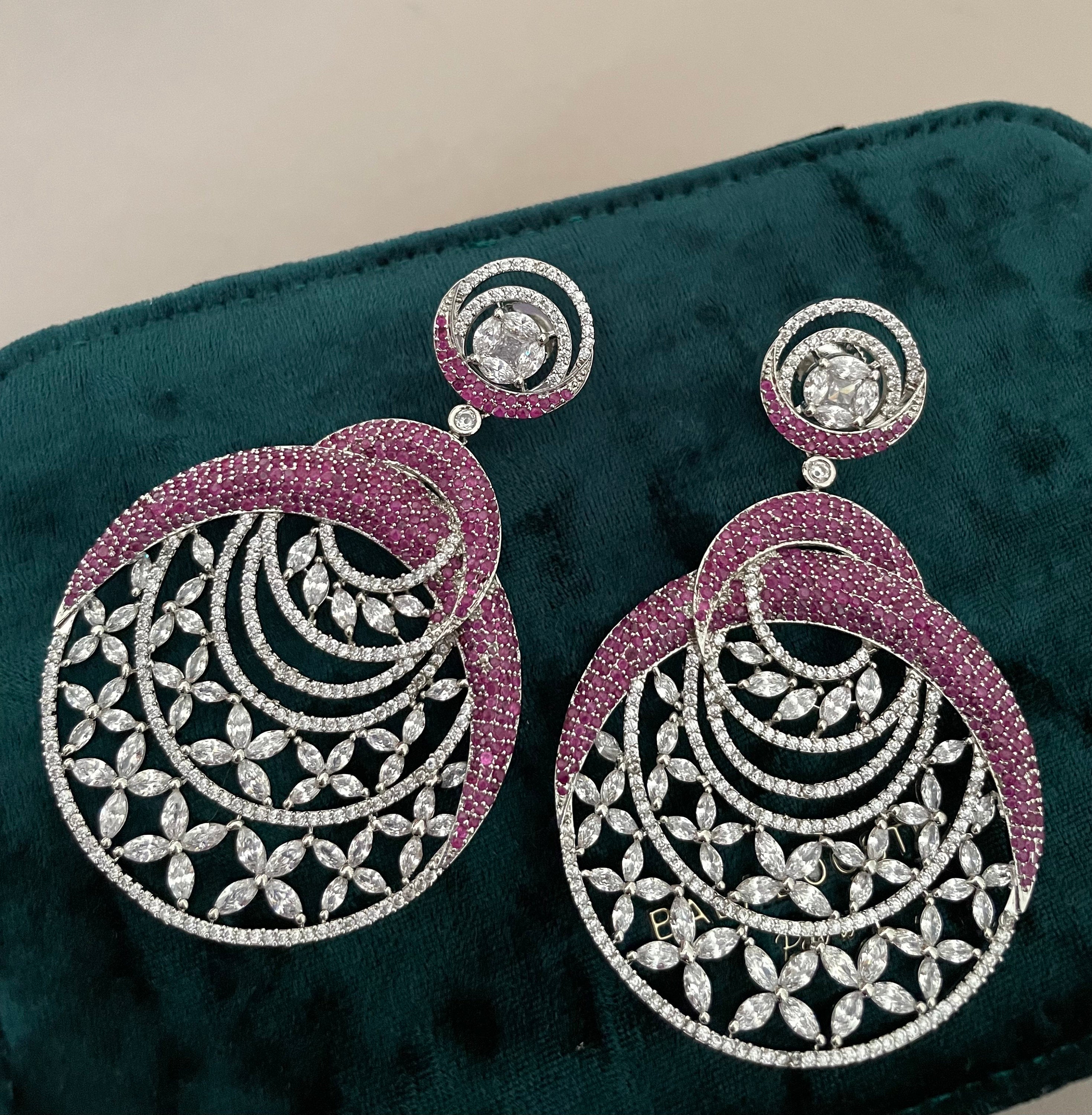 Ruby Faux Diamond Chandbali Earrings