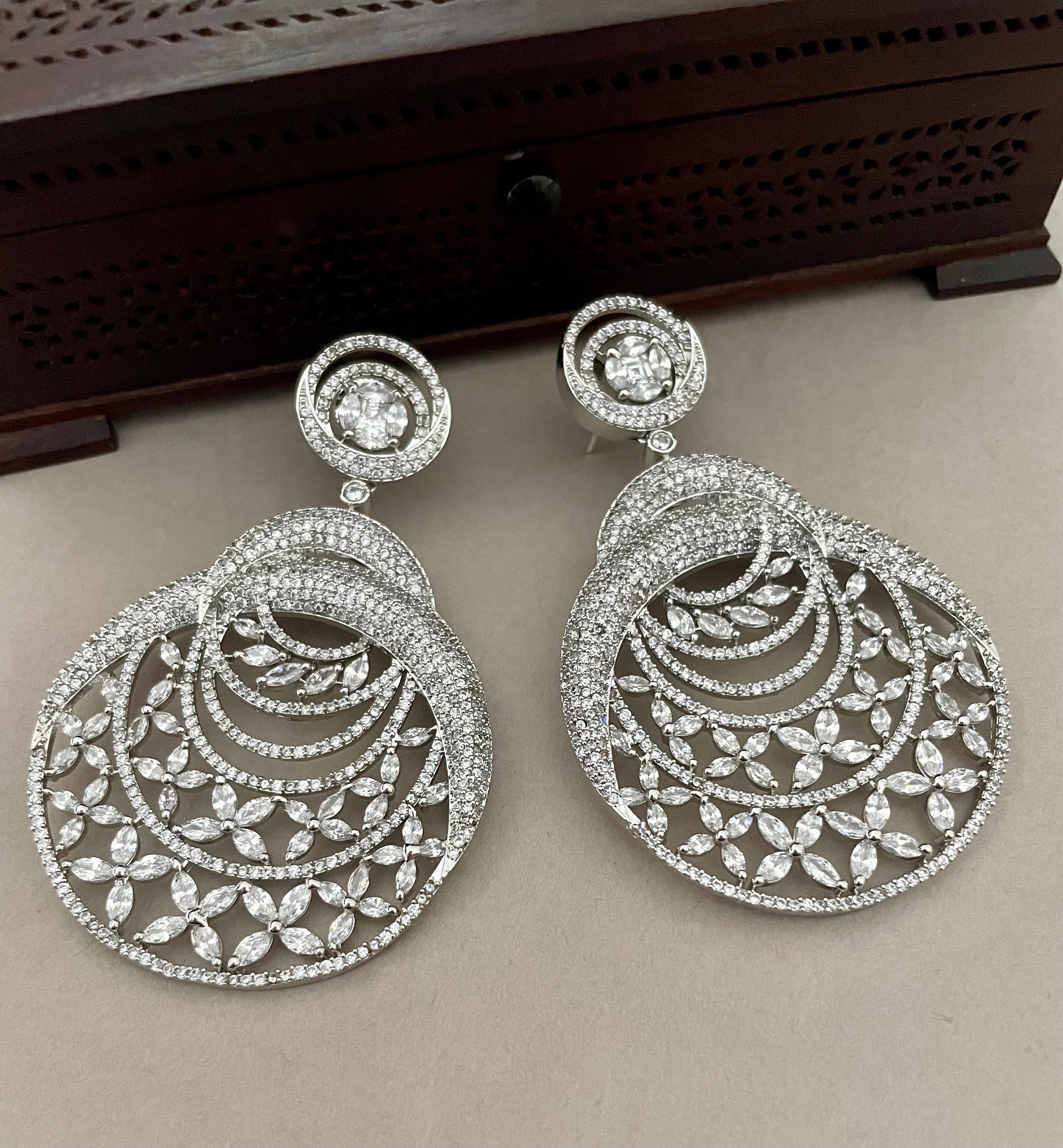 Ruby Faux Diamond Chandbali Earrings