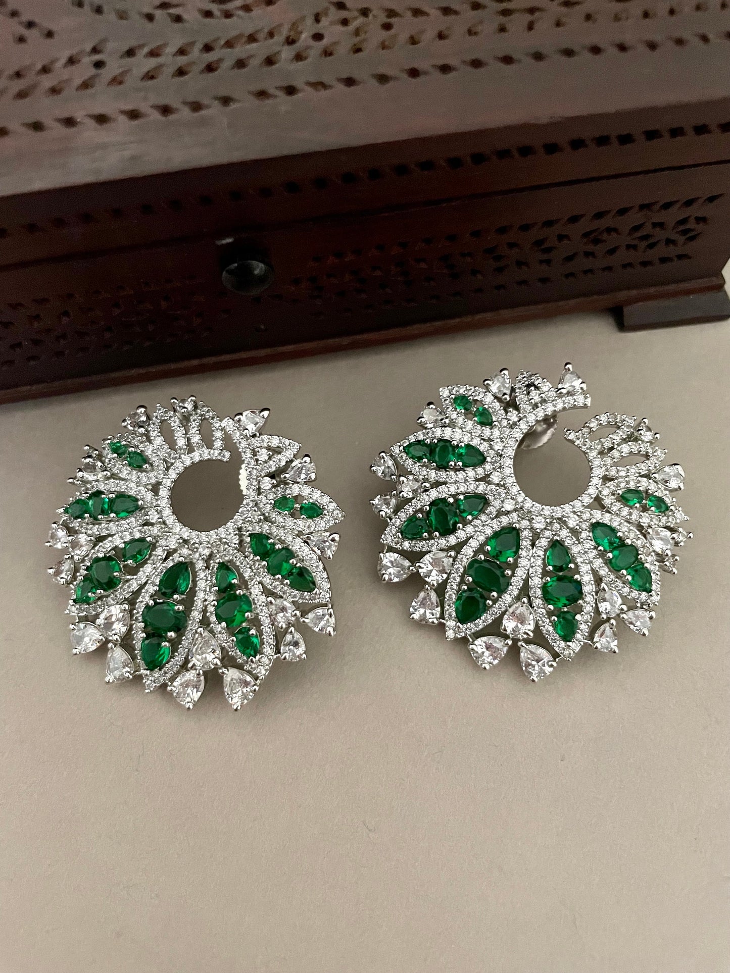 Emerald Green Faux Diamond Earrings