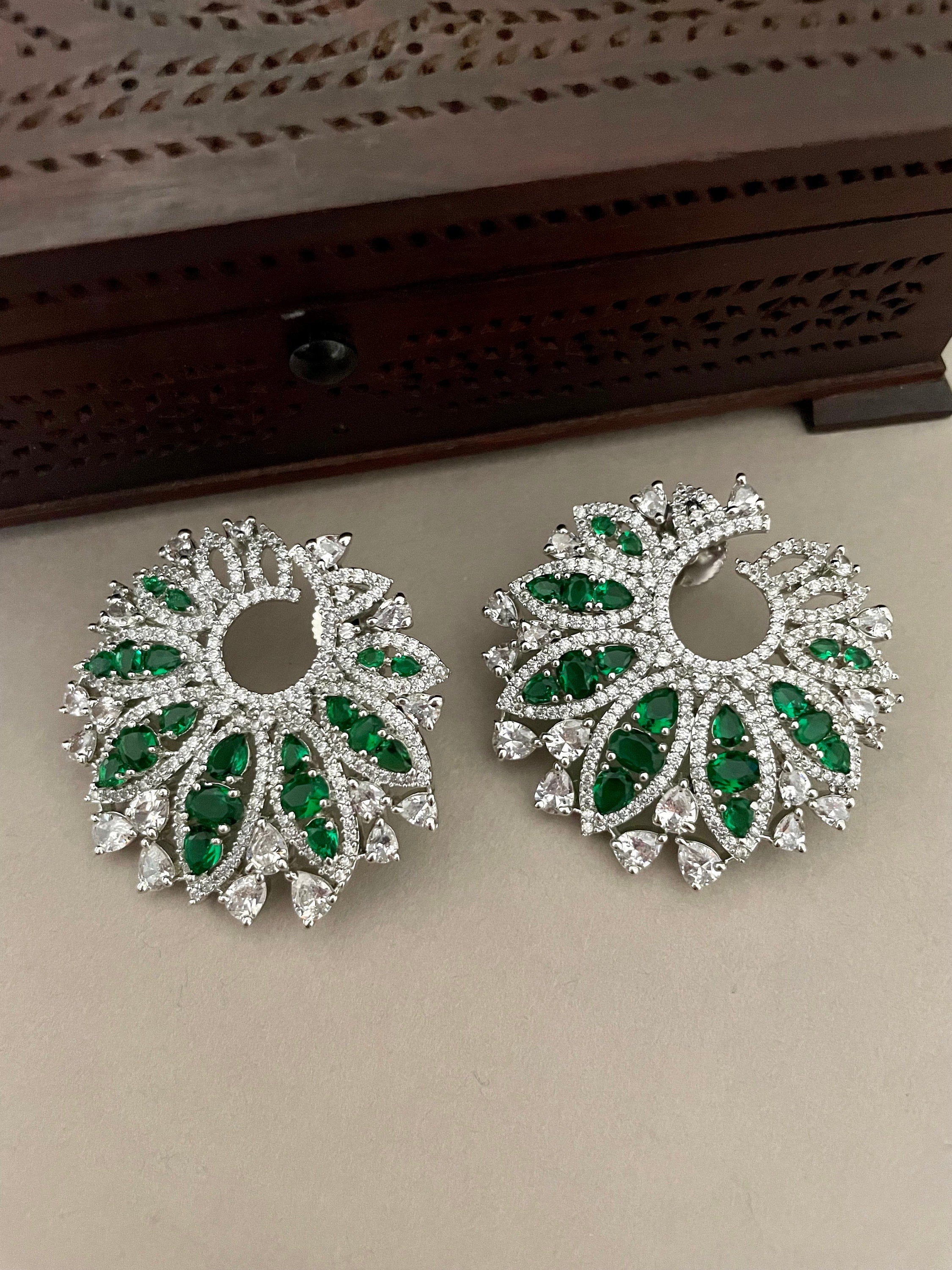 Emerald Green Faux Diamond Earrings