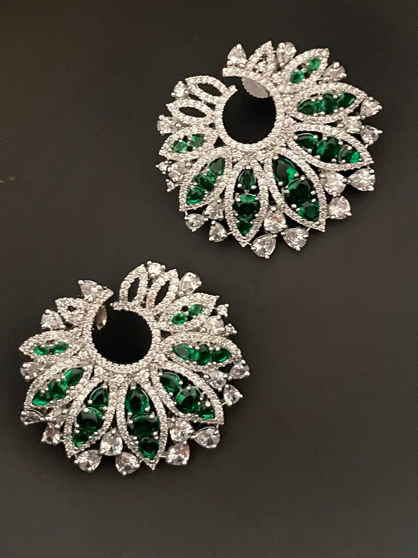 Emerald Green Faux Diamond Earrings