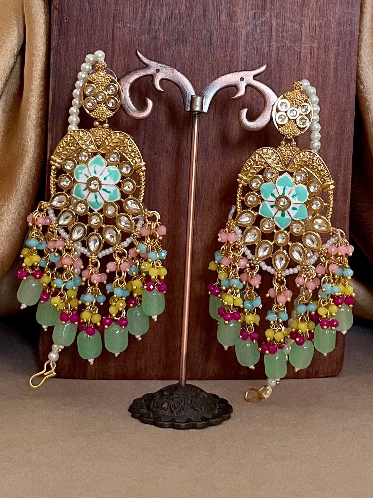 Indian Bridal Jewelry Set/Sabyasachi Inspired/Pink&Mintgreen Kundan Set/Indian Jewelry/Bollywood Jewelry/Wedding Set