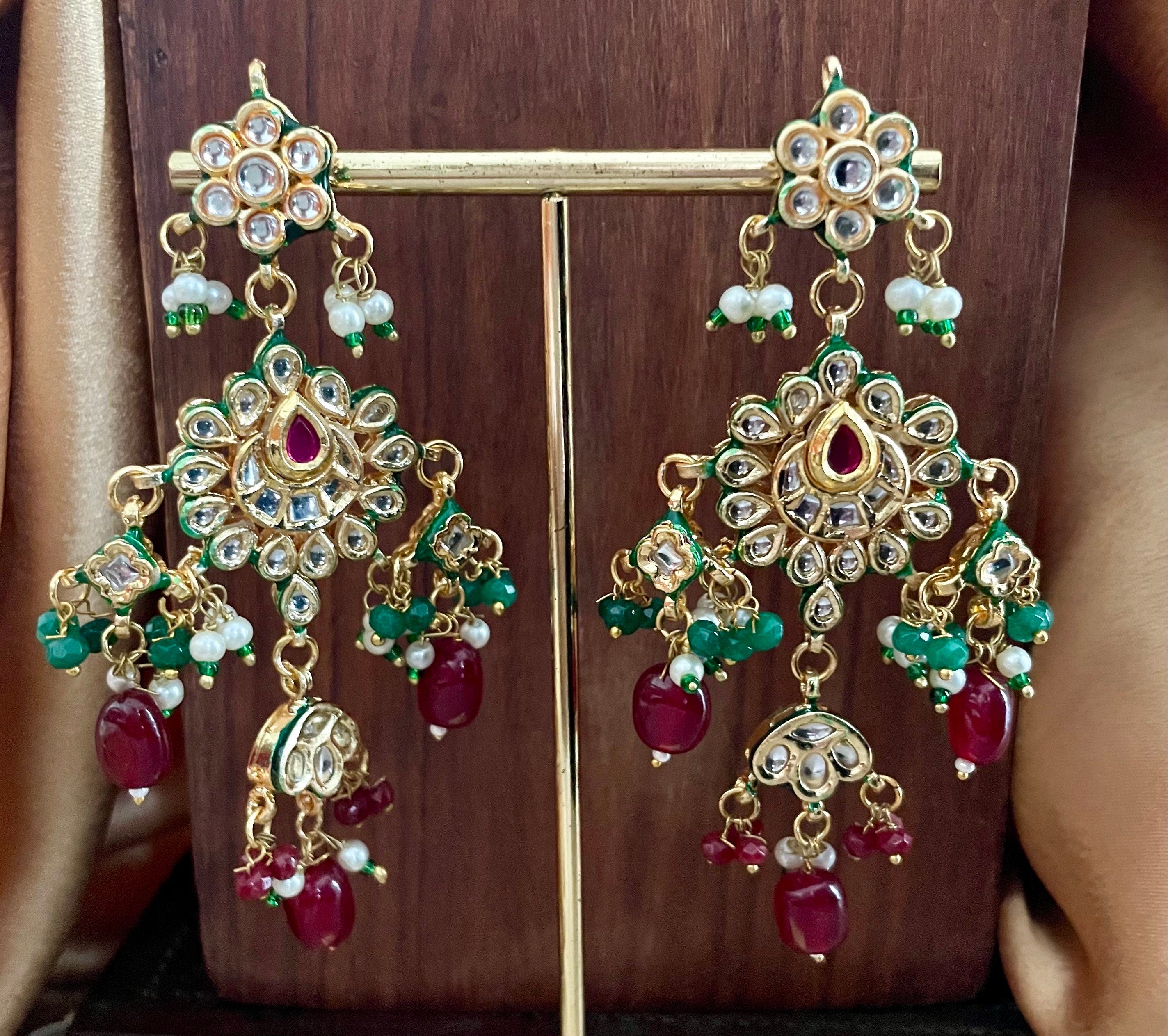 Green and Red Kundan Bridal Necklace Set