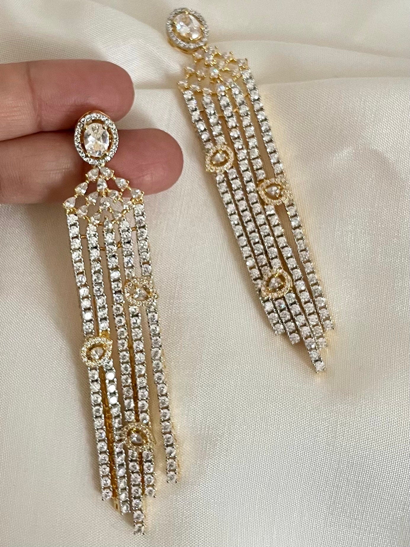Long Faux Diamond Earrings