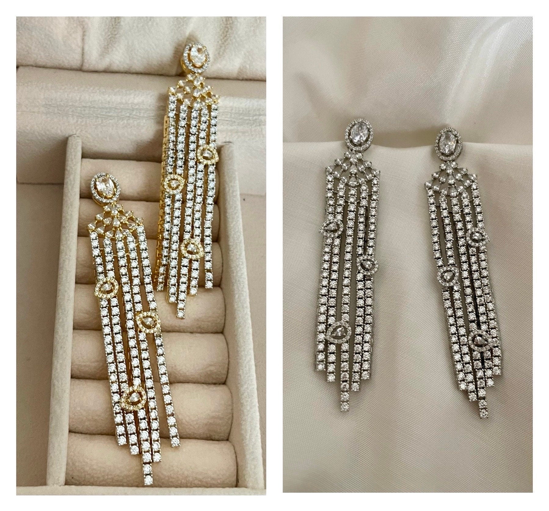 Long Faux Diamond Earrings